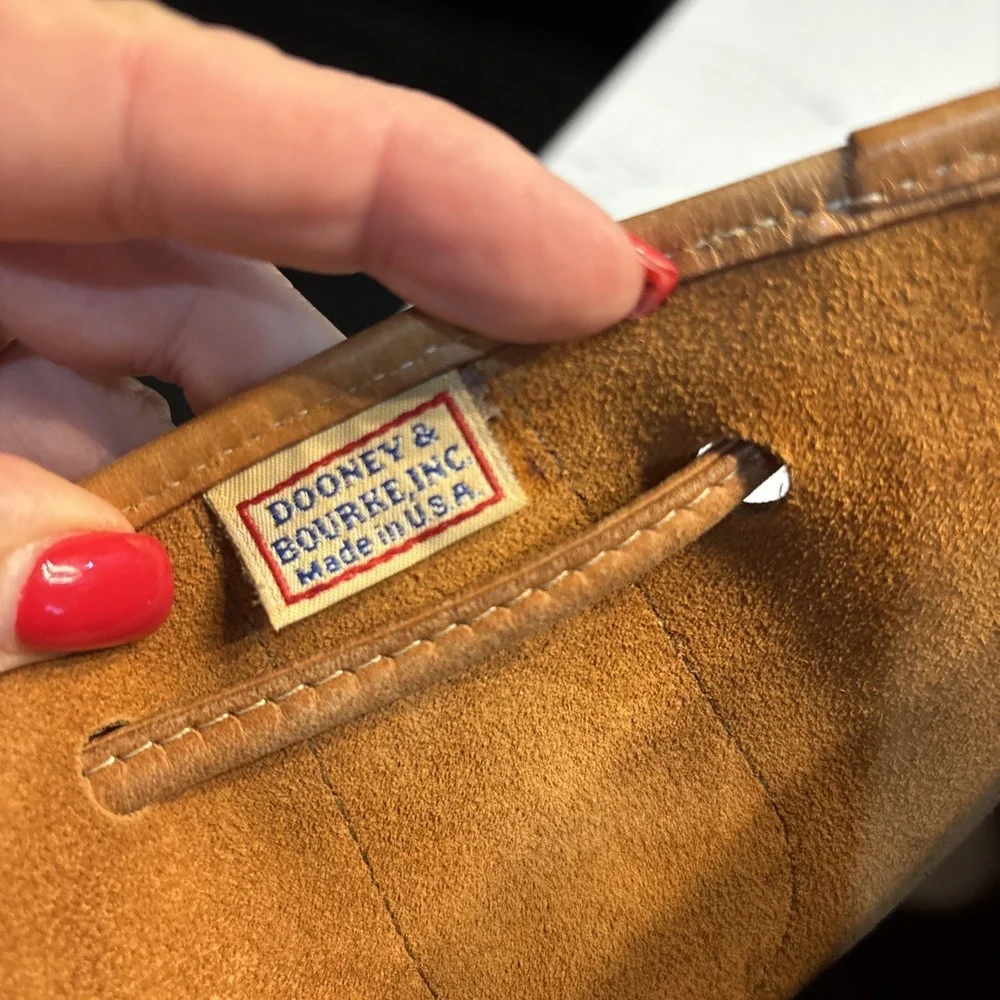 Dooney & Bourke Tan All Weather Leather Drawstring Bucket Bag Purse